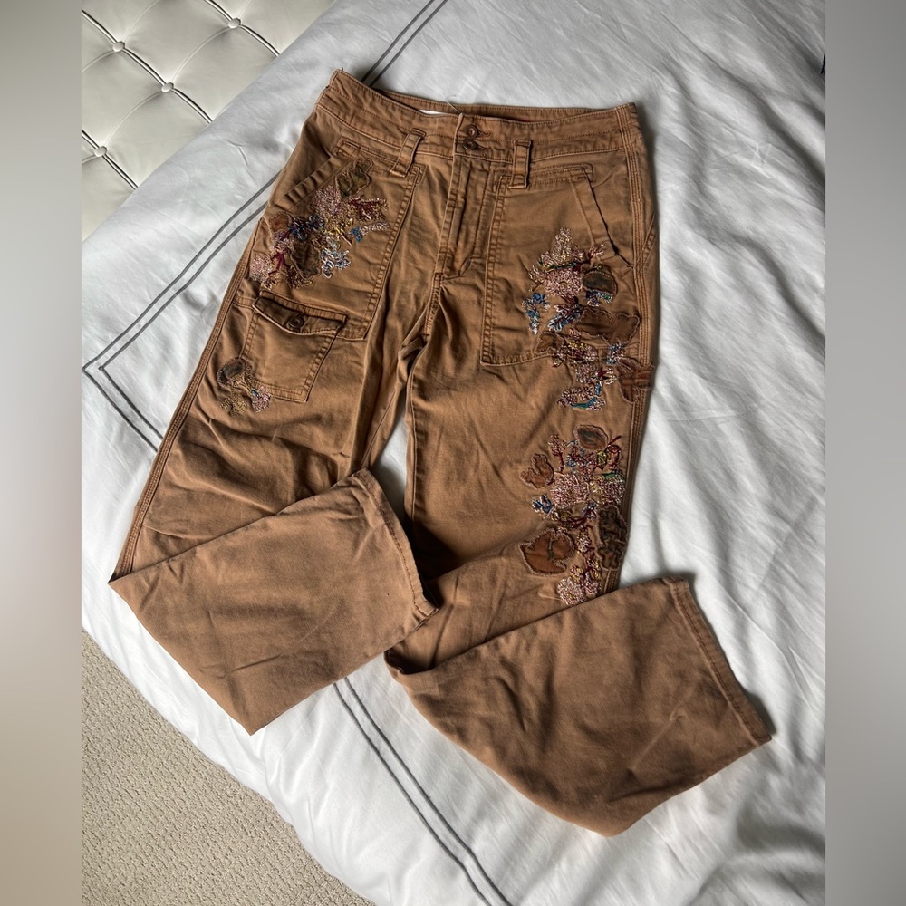 Anthropologie Floral Cargo Pants